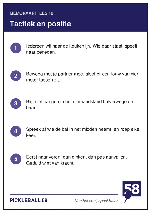Memokaart van les 10
